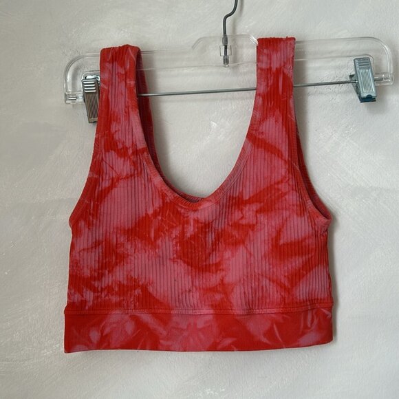 SOLD bombshell Sportswear Snap Bra size small orange pink tie dye crop top spor - Picture 9 of 9